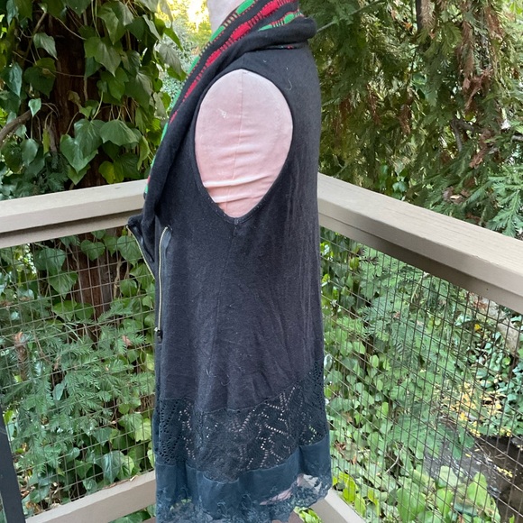 Lanvie lightweight Christmas cardigan sweater vest cascade zipper front tunic S - Picture 5 of 15